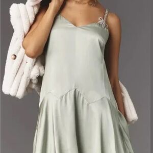 Anthropologie Corey Lynn Carter mint/sage silk slip dress